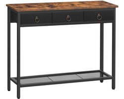 Smalle Sidetable – Smalle Tafel – Halmeubel – Opbergtafel – Retro Design – 100 X 25 Cm – Houtfineer Met Metaal