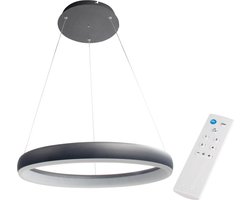Smart LED Hanglamp ring 60 cm - Bedienbaar met afstandsbediening en app - White & Color - Zwart