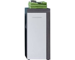 Smart living Miami commode - kast  36 x 81 x 31 cm - corpus rookzilver decor -front wit-met veel opbergruimte
