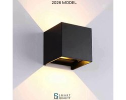 Smart Quality LED wandlamp IP65 kubus zwart - indoor & outdoor - 12 Watt - waterdicht - gevelverlichting - Mat zwart - binnen en buiten - Warm wit licht