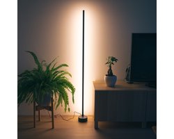 Smart Vloerlamp Zwart - Full Color - Dimbaar & Bedienbaar met App - 138cm