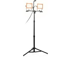 Smartwares Dubbele Bouwlamp - LED 2x 30W Werklamp - Verstelbare hoogte 65-125cm - 4800 LM - FCL-80114 - IP65 - Voor Binnen & Buiten - Verstelbaar statief