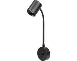 Smartwares IDE‑60066 – Dimbare Warm Witte Nachtlamp – 2700-3000K - 200 Lumen – Flexibele Hals – Direct in Stopcontact – Zwart – Leeslamp / Sfeerlamp