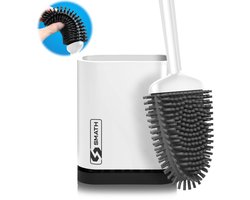 Smath® Luxe WC Borstel met Houder - Toiletborstel Siliconen - Hangend of Vrijstaand - Sneldrogend en Hygiënisch - Wit