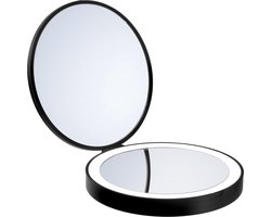Smedbo Make Up Reis Vergrotende Spiegel Met Verlichting Diameter 12 cm ABS Zwart