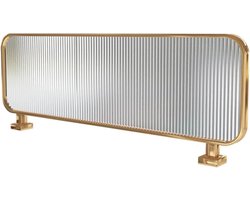 Smeedijzeren Glazen Scheidingswand - Kamerscherm Bureauverdeler - Ruimtes Afbakenen - Robuust IJzer en Glas Ontwerp - 50x90 cm - Mat Zwart