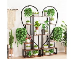 Smeedijzeren plantenhouder voor binnen: plantenrek met 2 ophanghaken, metalen bloempothouder met 6 niveaus, decoratie voor balkon, woonkamer - 165 x 112 x 28 cm