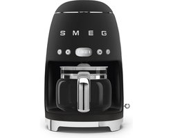 SMEG DCF02BLMEU Filterkoffiemachine - Koffiezetapparaat - 10 Koppen - Warmhoudfunctie 40 min - Aroma Instelling - Programmeerbare Startfunctie - 50’s Style - Mat Zwart