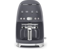 SMEG DCF02GREU Filterkoffiemachine - Koffiezetapparaat - 10 Koppen - Warmhoudfunctie 40 min - Aroma Instelling - Programmeerbare Startfunctie - 50’s Style - Leigrijs