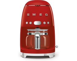 SMEG DCF02RDEU Filterkoffiemachine - Koffiezetapparaat - 10 Koppen - Warmhoudfunctie 40 min - Aroma Instelling - Programmeerbare Startfunctie - 50’s Style - Rood