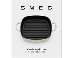 Smeg - Gietijzeren Grillpan - Crème - 26 x 26 CM