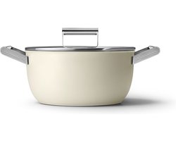 SMEG Kookpan met deksel Creme Mat - ø 24 cm / 4.6 Liter