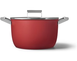 SMEG Kookpan met deksel Rood Mat - ø 26 cm / 7.7 Liter