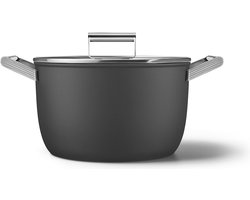 SMEG Kookpan met deksel Zwart Mat - ø 26 cm / 7.7 Liter