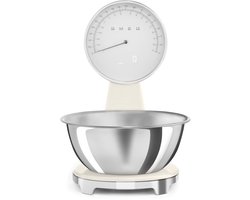 SMEG KSF01CRWW Keukenweegschaal - Analoog & Digitaal - 5 kg - RVS Kom 1,8L - USB Oplaadbaar - LCD Display - Tarrafunctie - '50s Style - Crème