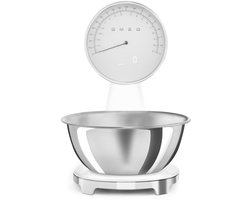 SMEG KSF01WHWW Keukenweegschaal - Analoog & Digitaal - 5 kg - RVS Kom 1,8L - USB Oplaadbaar - LCD Display - Tarrafunctie - '50s Style - Wit