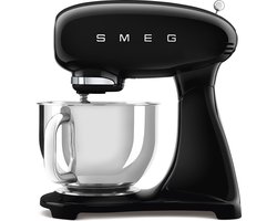 SMEG SMF03BLEU Keukenmachine - Stand Mixer - 4,8 Liter - 800 Watt - 10 Snelheden - Planetaire Mengwerking - Inclusief 5 Accessoires - '50s Style - Zwart