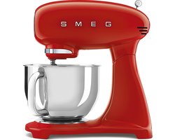 SMEG SMF03RDEU Keukenmachine - Stand Mixer - 4,8 Liter - 800 Watt - 10 Snelheden - Planetaire Mengwerking - Inclusief 5 Accessoires - '50s Style - Rood