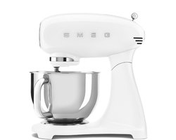 SMEG SMF03WHEU Keukenmachine - Stand Mixer - 4,8 Liter - 800 Watt - 10 Snelheden - Planetaire Mengwerking - Inclusief 5 Accessoires - '50s Style - Wit