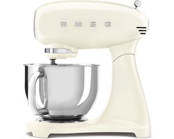 SMEG SMF05CREU Keukenmachine - Keukenmixer - 1000W - 4,8L RVS Mengkom - 10 Snelheden - Planetaire Mengbeweging - Inclusief 4 Accessoires - '50s Style - Crème