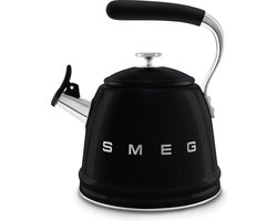 SMEG WKF01BL Fluitketel - Waterketel voor Inductie - 2,3 Liter - RVS - Geschikt voor Alle Warmtebronnen - 10 Kopjes - '50s Style - Zwart