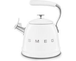 SMEG WKF01WH Fluitketel - Waterketel voor Inductie - 2,3 Liter - RVS - Geschikt voor Alle Warmtebronnen - 10 Kopjes - '50s Style - Wit