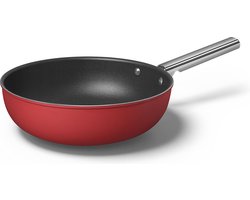 SMEG Wokpan Rood Mat - ø 30 cm / 5.2 Liter - Standaard anti-aanbaklaag