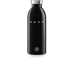 SMEG x 24Bottles WBF01BL Thermosfles - Geïsoleerde Drinkfles - 500 ml - Dubbelwandig RVS - Houdt 12 Uur Warm & 24 Uur Koud - Lekvrij - '50s Style - Zwart