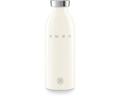 SMEG x 24Bottles WBF01CR Thermosfles - Geïsoleerde Drinkfles - 500 ml - Dubbelwandig RVS - Houdt 12 Uur Warm & 24 Uur Koud - Lekvrij - '50s Style - Crème