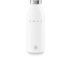 SMEG x 24Bottles WBF01WH Thermosfles - Geïsoleerde Drinkfles - 500 ml - Dubbelwandig RVS - Houdt 12 Uur Warm & 24 Uur Koud - Lekvrij - '50s Style - Wit