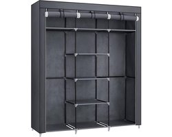SMH LINE® Garderobekast - Opvouwbare Kledingkast - Kledingkast - XXL - Kleerkast - Stoffen Vouwkast - 150x45x175 cm- Zwart