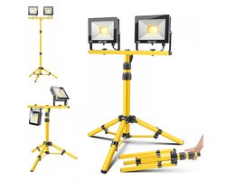 SMH LINE® LED Bouwlamp op statief - Werklamp - 2x 50W - IP65 - 12000LM - Incl. 5M Aansluitsnoer