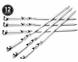 SMH LINE® RVS Barbecue Spiezen - 12 Stuks - 50cm - Sateprikkers - Veespennen - Kebab spiezen - BBQ spiesjes