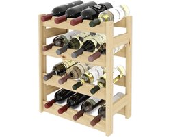 SMH LINE® Wijnrek - 16 flessen - 48x42x25 cm - Wijnrek Hout - Flessenrek