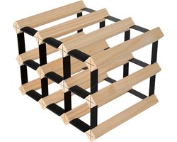 SMH LINE® Wijnrek - 9 flessen - Traditional Wijnrek - Metaal en Hout
