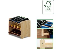 SMH LINE® Wijnrek voor 12 flessen - 38x42x26,5 cm- Hout - Flessenrek