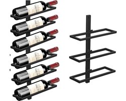 SMH LINE® Wijnrek - Wijnrek muur - Wijnrek metaal - Wijnrek wand - 6 flessen