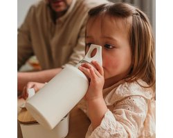Smikkels - Lunchset RVS lunchbox met thermos drinkfles - Zacht wit - Schoolset kinderen - Thermosfles 350ml met afsluitdop en rietjesdop - broodtrommel 900ml