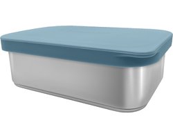 Smikkels - RVS lunchbox Daily Basic - kind - Broodtrommel school - 900ml - Duurzaam 304 RVS (18/8) - Blauw - Brooddoos