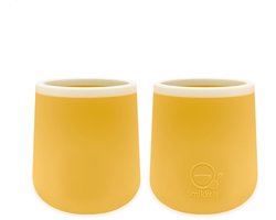 Smikkels - Siliconen kinderbekers - Set van 2 - Open bekers - Oefenbeker - Veilige Drinkbeker - Baby - Peuter - Duurzaam - Geel