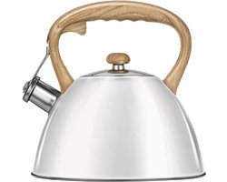 Smile - Fluitketel 3 Liter - Alle Warmtebronnen - RVS met Beukenhout - Wit