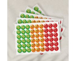Smiley Beloningsstickers - 270 Stickers - 19 mm - Beloningstickers - groen, oranje, rood - Smiley Stoplicht Stickers - School Stickers - Beoordeling - Leraar Stickers - Controle Stickers - Keuringsstickers - Smiley Stickers