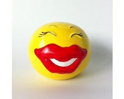 "Smiley Kiss Spaarpot - Keramisch - Kus Emotie Spaarpot voor Kinderen en Volwassenen - Leuk en Veilig - 14cm"