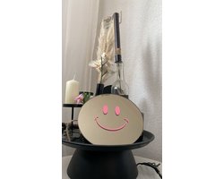 Smiley spiegel - smile - 20cm - rond - Roze