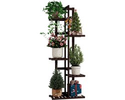 Smoakez - Bamboe Plantenstandaard - Metaal - 5 Etages - Terras Tuin Balkon - Woonkamer Slaapkamer - Koffiebruin