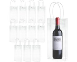 Smoakez - Flessenkoelers voor Champagne - Transparant PVC-IJstas - 12 stuks - Lekvrije IJstas met Handvat - Bier en Wijn Koeler - Feest en Camping Accessoire