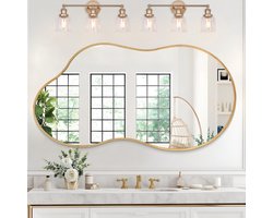 Smoakez - Grote Asymmetrische Wandspiegel met Metalen Frame 50 x 90 cm voor Woonkamer Slaapkamer Badkamer Ingang Decoratie