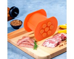 Smoakez - Handmatige worstmaker en hotdog vormset voor barbecues - 7 gaten - Vleesstripper - Niet-plakkend - Keukengereedschap - Oranje