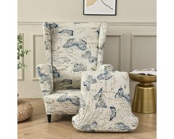 Smoakez - Stoelhoes voor oorfauteuil | Set van 2 | Rekbare wasbare hoes van elastaan | Meubelbeschermer voor oorfauteuil in woonkamer, slaapkamer of hotel | Vlinderdesign | Duurzaam en stijlvol