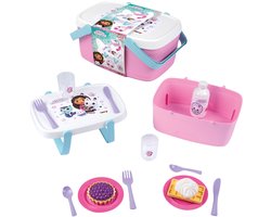 Smoby - Speelgoedkeukenaccessoireset picknick mand Gabby's poppenhuis - Bijzettafeltje en mand met 14 accessoires - rollenspel